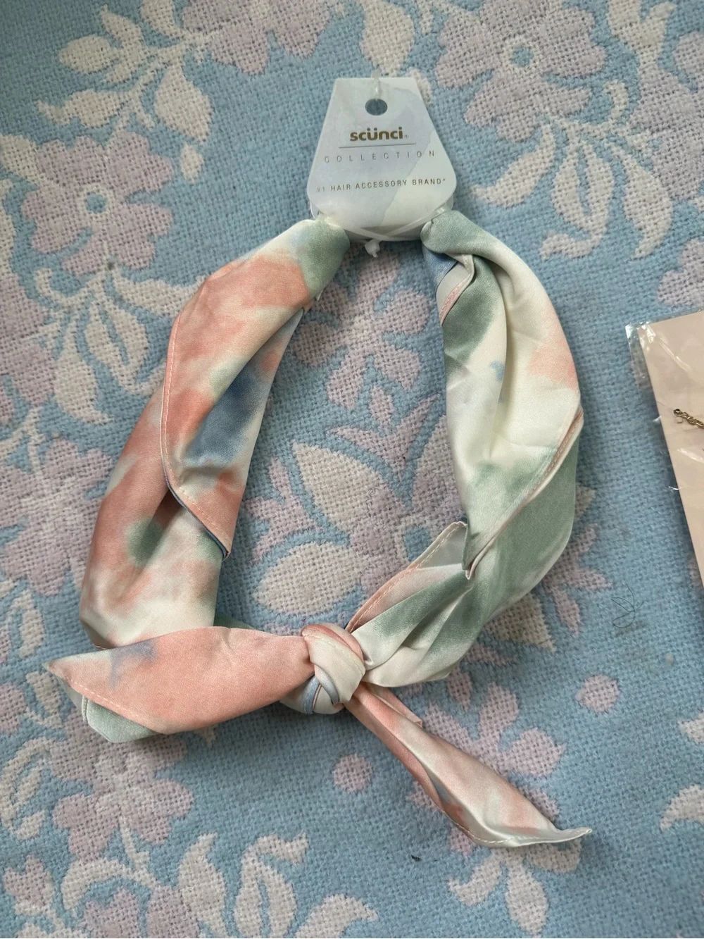 scunci Pastel Tie Knot Satin Headband - Mint, Peach, Light Blue